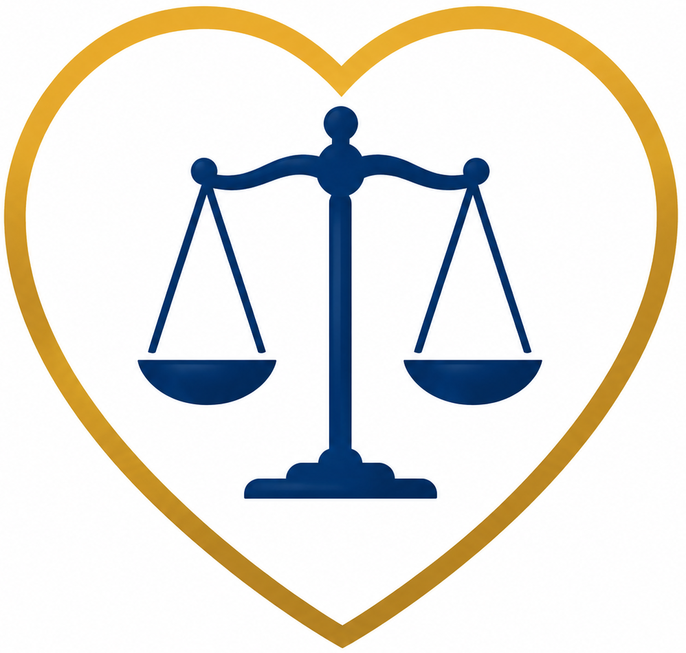 Heart and scales of justice illustration